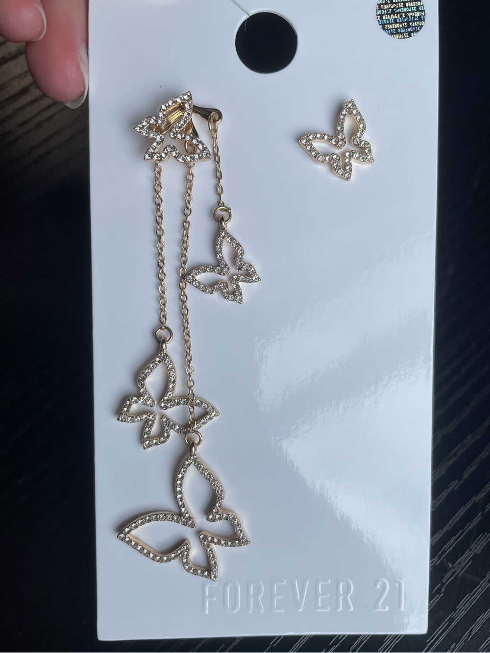 NBWT✨🦋 Forever 21 Butterfly Stud/Cascading Dangle Mismatched Earrings Set